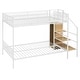 preview thumbnail 14 of 14, Twin Over Full Metal Bunk Bed with Lateral Storage Ladder and Built-in Wardrobe