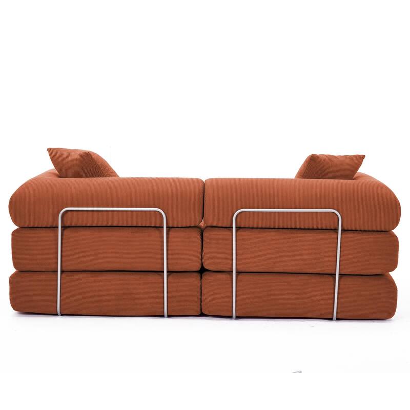 Modular Couch Sofa Bed, Convertible Design with Removable Armrests,Folding Mattress Couch for Small Spaces ,No Assembly