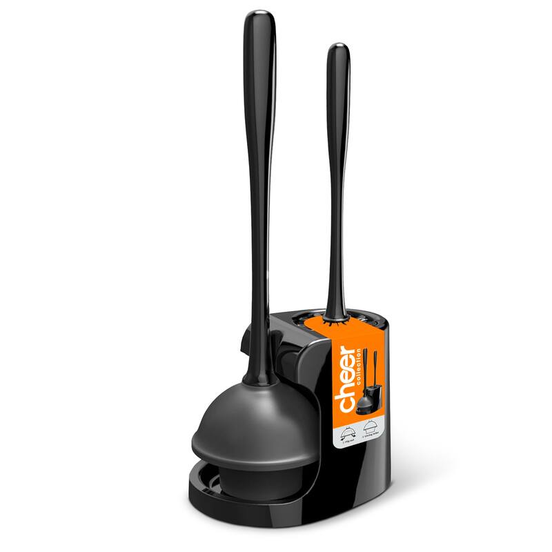 Cheer Collection Toilet Plunger And Bowl Brush Set With Holder