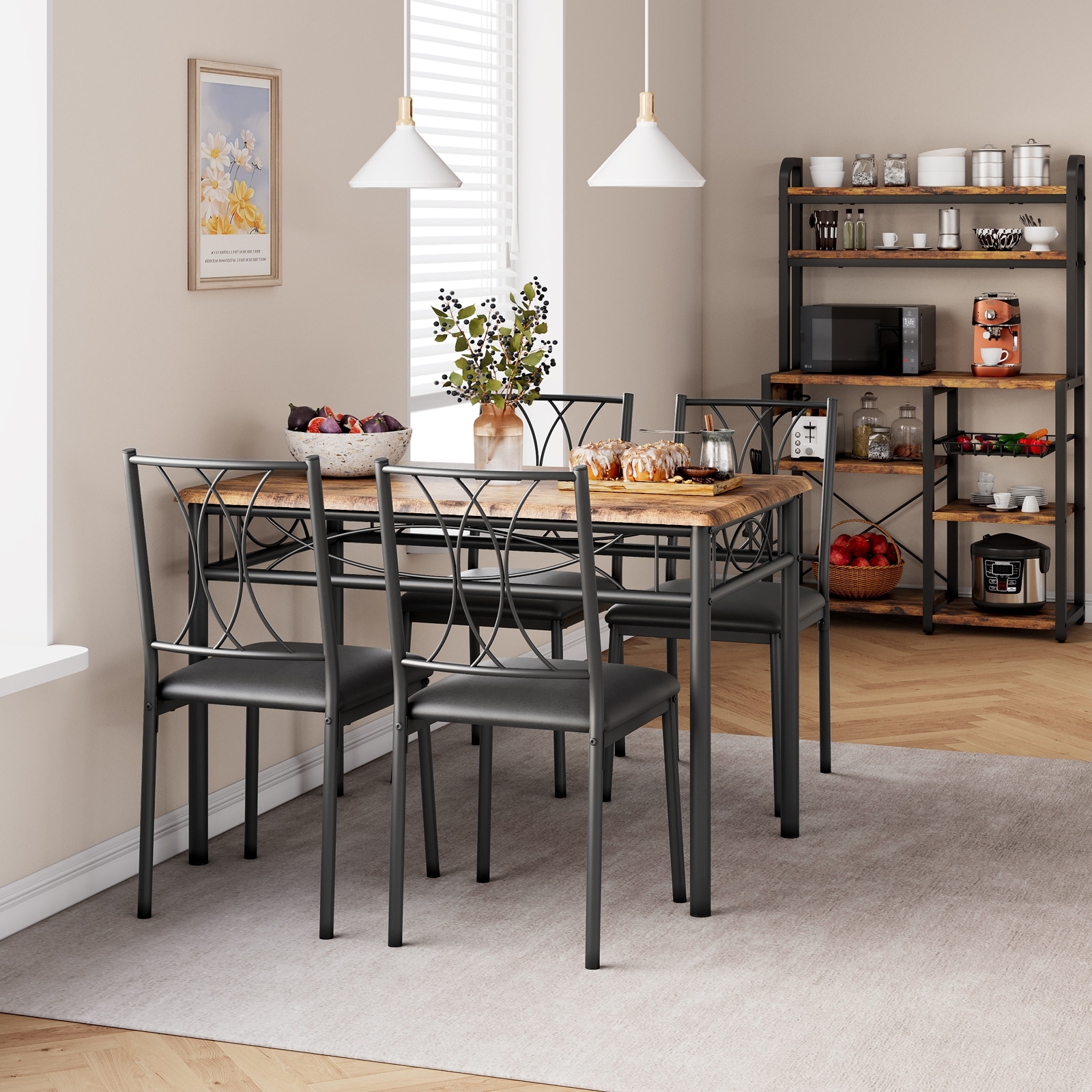 Modern Farmhouse Rustic Brown Rectangular Dining Table Set for Small Space  Apartment - Bed Bath & Beyond - 38075530