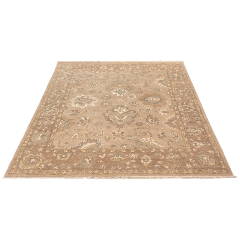 ECARPETGALLERY Hand-knotted Oushak Taupe Wool Rug - 8'1 x 10'0