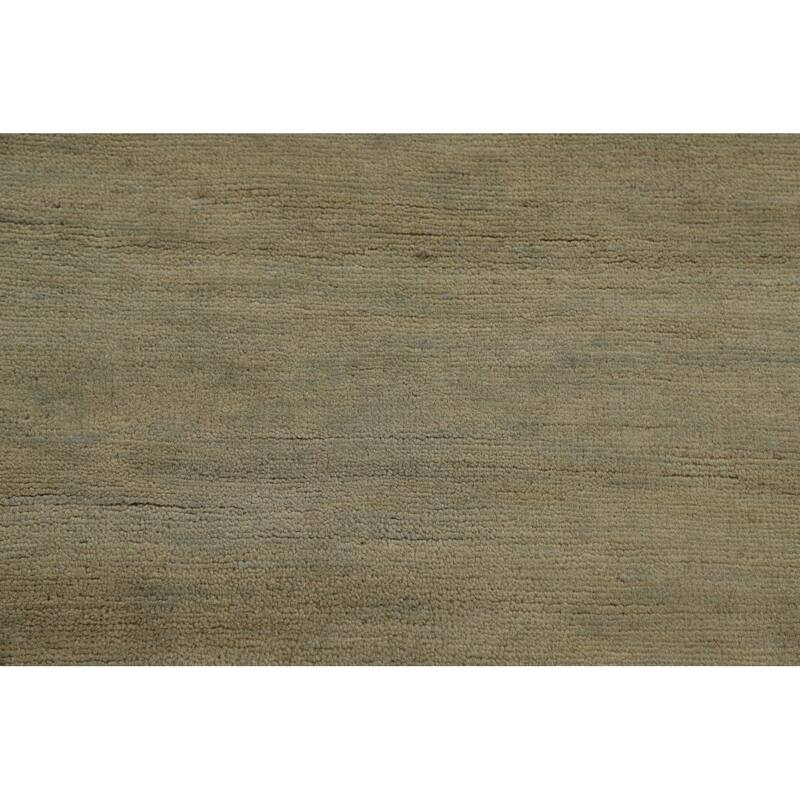 Green Modern Gabbeh Oriental Area Rug Hand-Knotted Wool Carpet - 4'11" x 6'4"