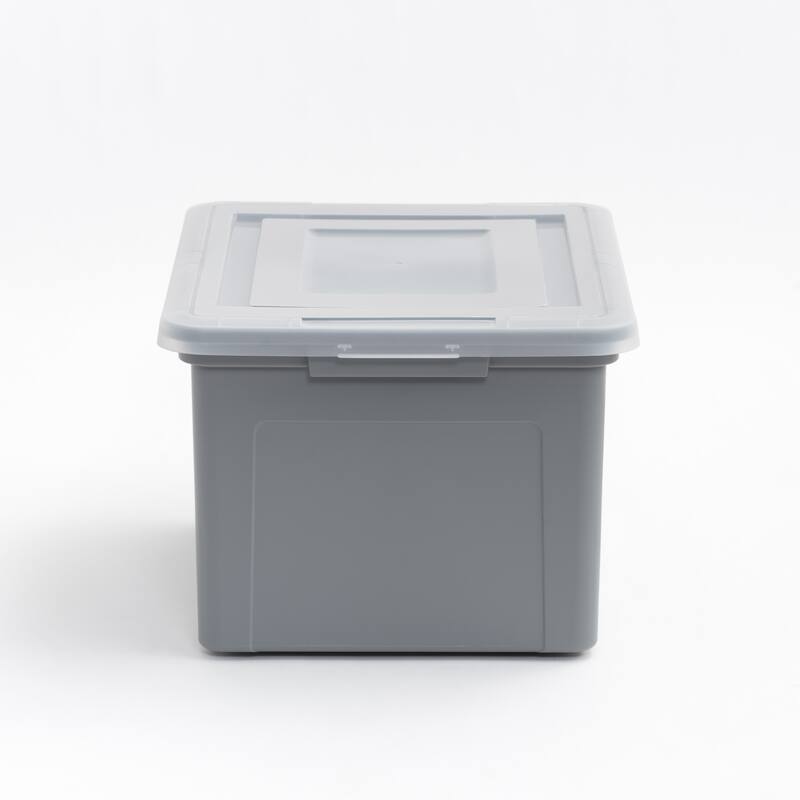 IRIS USA® File Boxes 35 Qt Buckle Lid - Gray - Set of 3