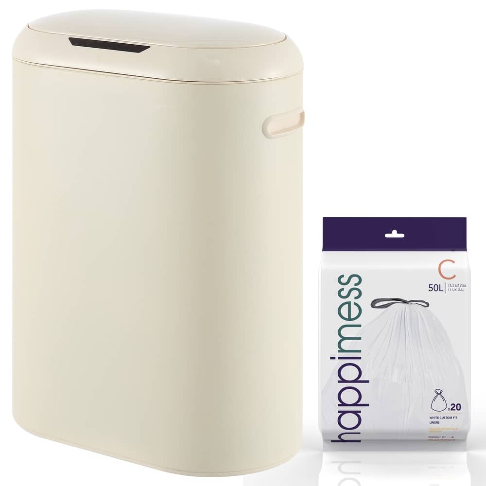 happimess Robo Kitchen 13.2-Gallon Slim Oval Motion Sensor Touchless Trash Can with Touch Mode