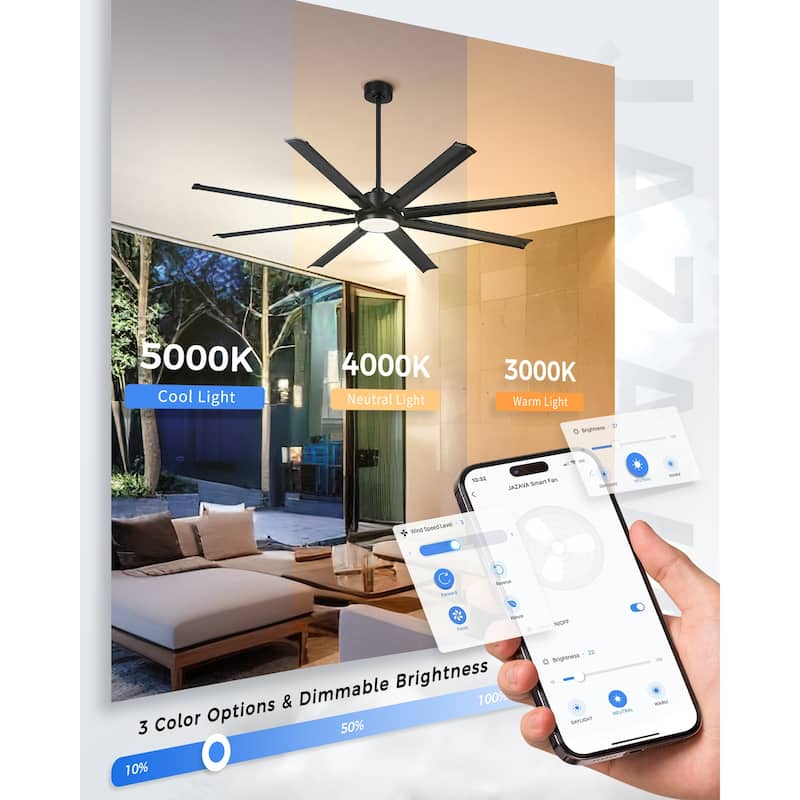 72/84/96 inch Aluminum Industrial Ceiling Fan with Integrated LED