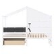 preview thumbnail 8 of 16, Twin Size House Bed with Upholstered Sofa, Charging Station, Wireless Charging, Shelves, and Two Drawers