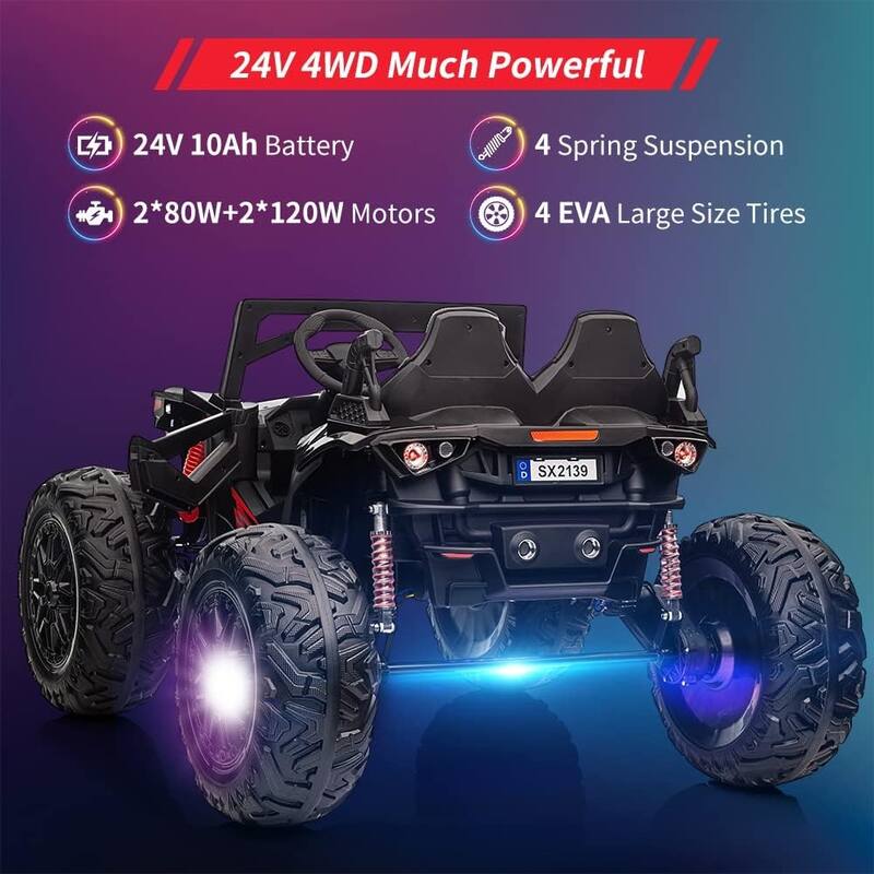 2 Seaters 24V Ride on UTV with Remote Control,10AH Battery, 400W Powerful Motors with 17" EVA Wheels