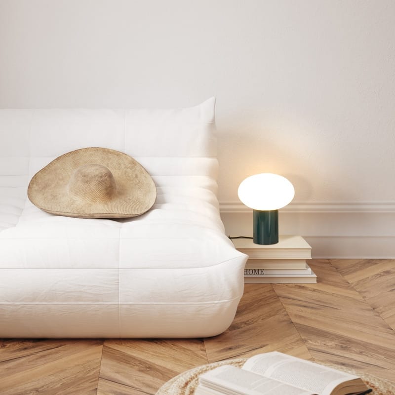 Brightech Ivy LED Glossy Teal Midcentury Round Globe Dimmable Bedside Nightstand Desk Lamp