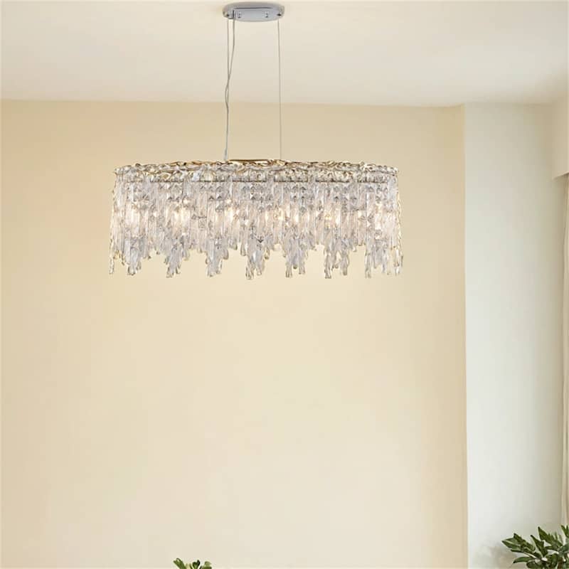 Oval Crystal Chandelier,Ceiling Light Fixture (Bulbs Not Included)