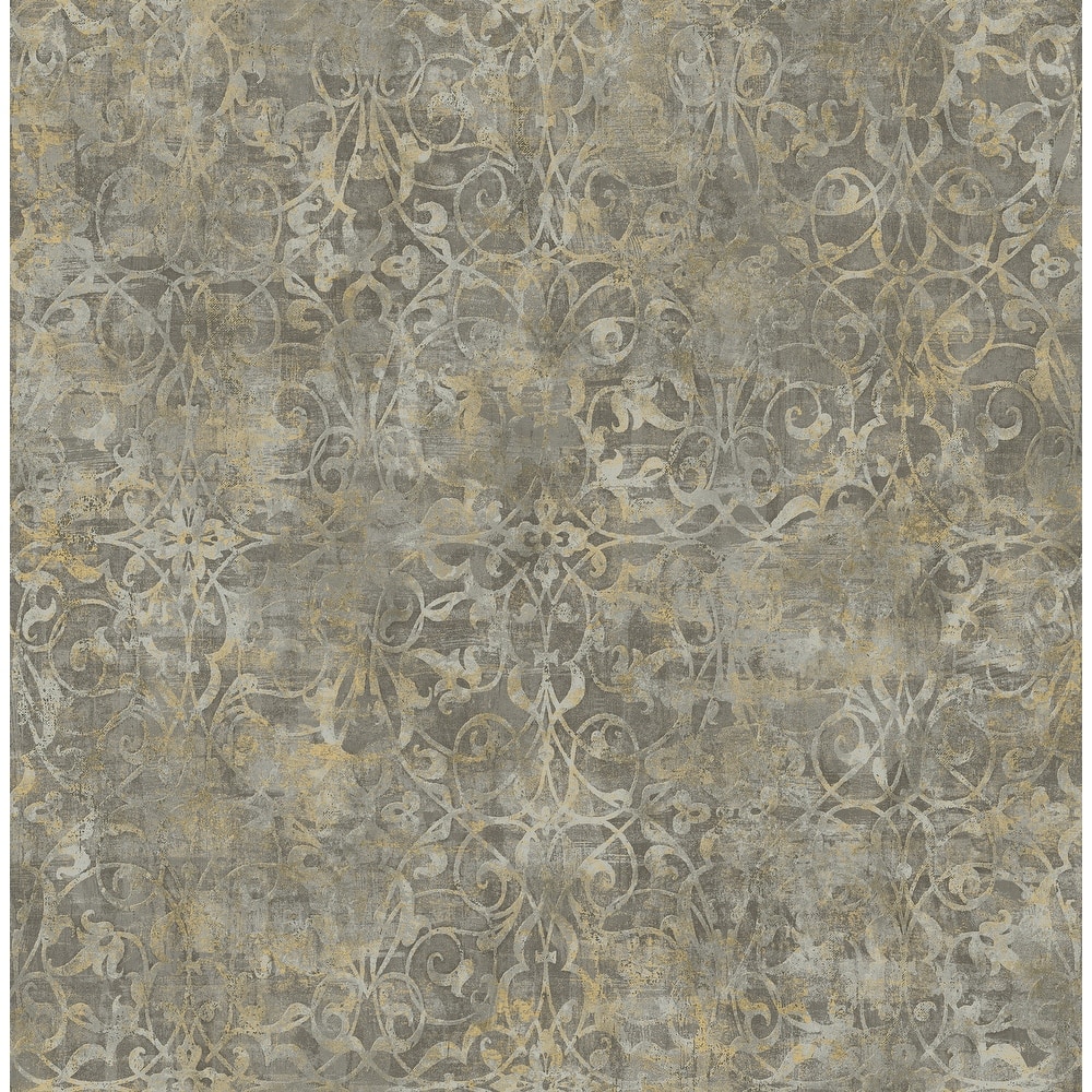 Seabrook Designs Brilliant Rustic Scroll Unpasted Wallpaper