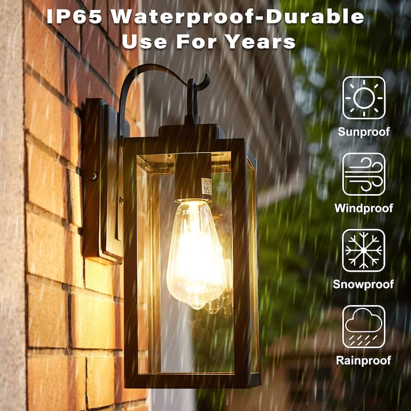 1-Light Outdoor Matte Black Wall Light Sconce