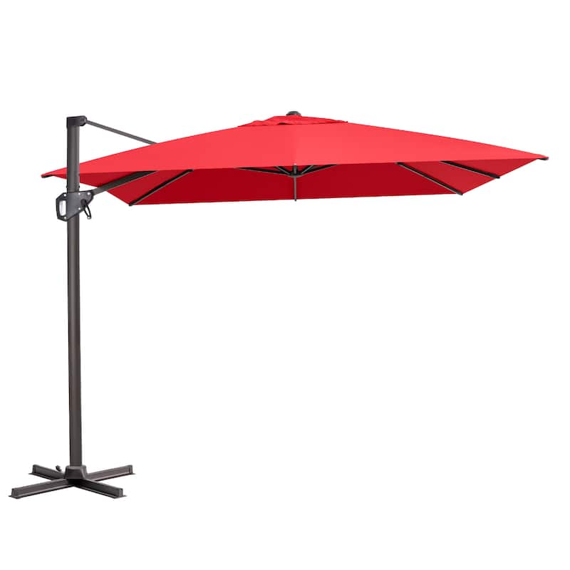 VredHom Patio Outdoor 9 FT x 11 FT Cantilever-Offset Umbrella with No Base - Red
