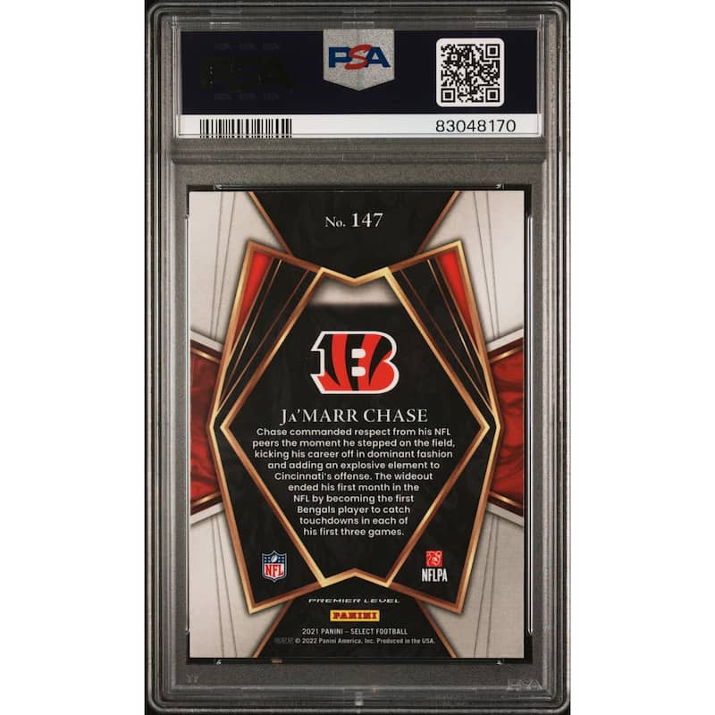 Ja'Marr Chase 2021 Panini Select Football Rookie Card #147 Graded PSA 10 - 8'6" x 11'6"