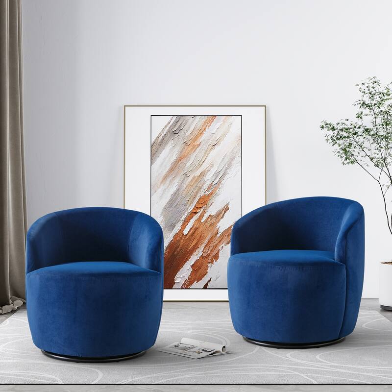 Ouyessir Modern Teddy Upholstered Swivel Barrel Chair(Set of 2)