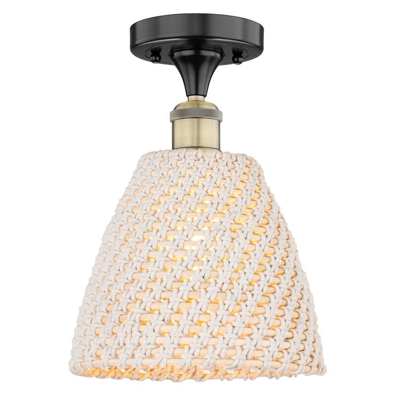 Innovations Lighting 616-1F-12-9 Bristol Natural Semi-Flush Bristol - Black Antique Brass / Natural