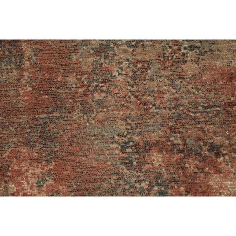 Hand Knotted Oriental Viscose Silk Carpet Modern All-Over Oranges & Rust Abstract Area Rug - 6' 7'' X 4' 10''