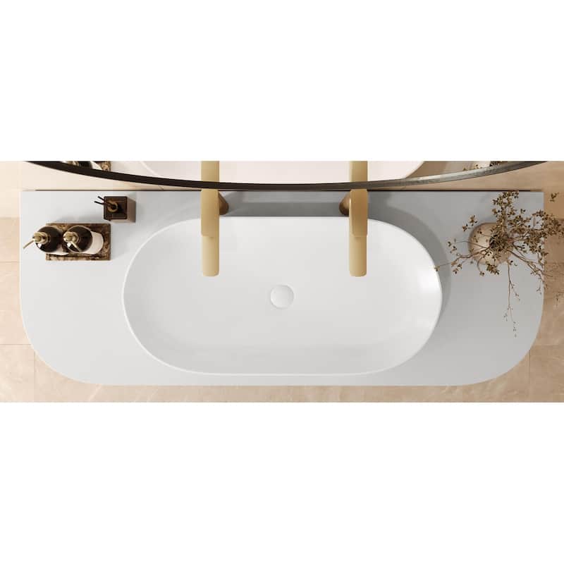 Ruvati 32 x 16 inch Bathroom Vessel Sink White Oval Above Counter Vanity Porcelain Ceramic - RVB0432
