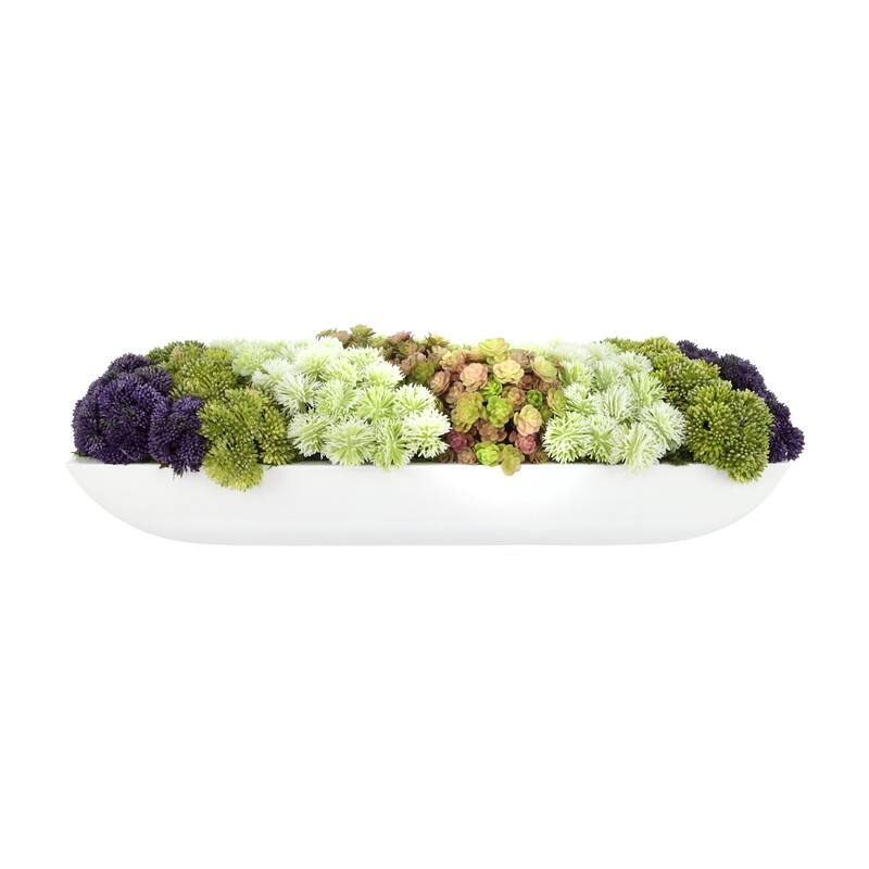 Modern Arrangement with Sedum, Thistle and Succulents