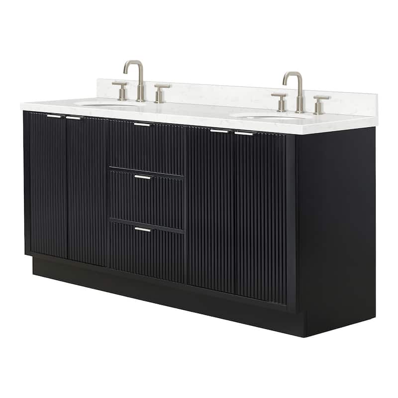 Ariel P72DCQOVO Milan 72" Free Standing Double Basin Vanity Set with