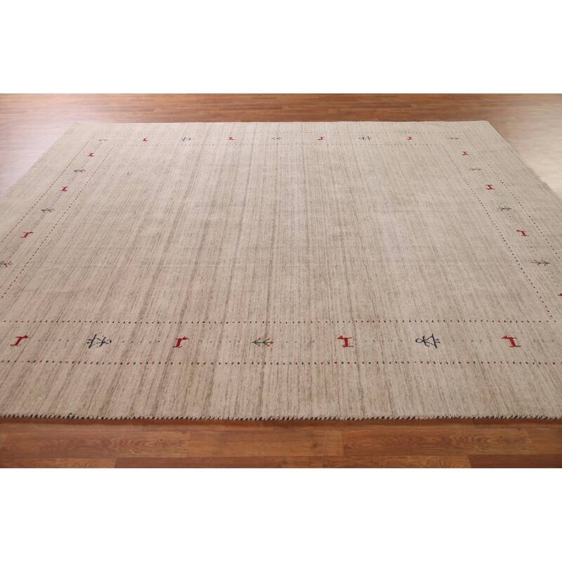 Striped Gabbeh Indian Area Rug Handmade Wool Carpet - 7'10"x 9'9"