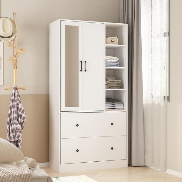 Wardrobe Closet Armoire Mirror Scalable Hanging Rod Storage Dresser - Bed Bath & Beyond - 36289018 Wardrobe Closet Armoire Mirror Scalable Hanging Rod Storage Dresser - Bed Bath & Beyond - 36289018