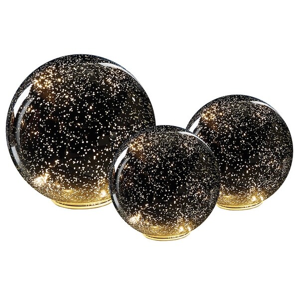 Lighted Silver Mercury Glass Spheres - Set of Three (One Large and Two Small) - 17 in. x 17 in. x 17 in.