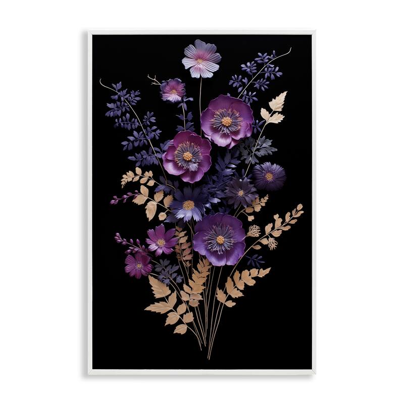 Stupell Dimensional Purple Flowers Framed Giclee Art Design By Heidi Kuntz - 16 x 24 - White