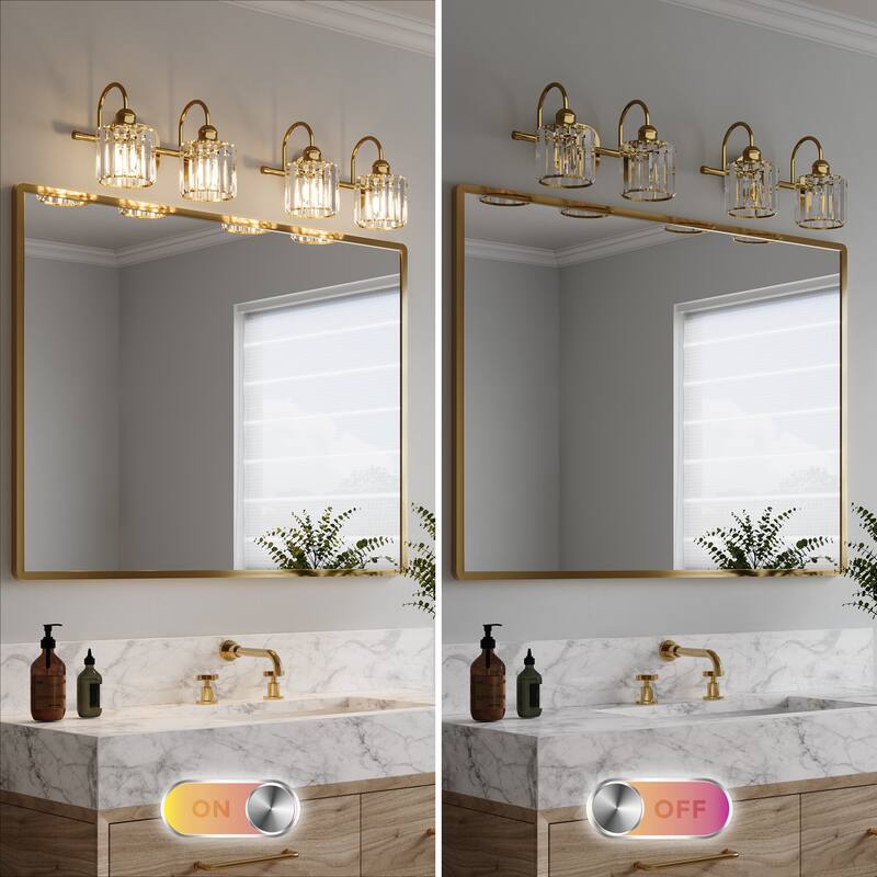 ExBrite Modern Rose Gold Dimmable Bathroom Crystal Vanity Lights