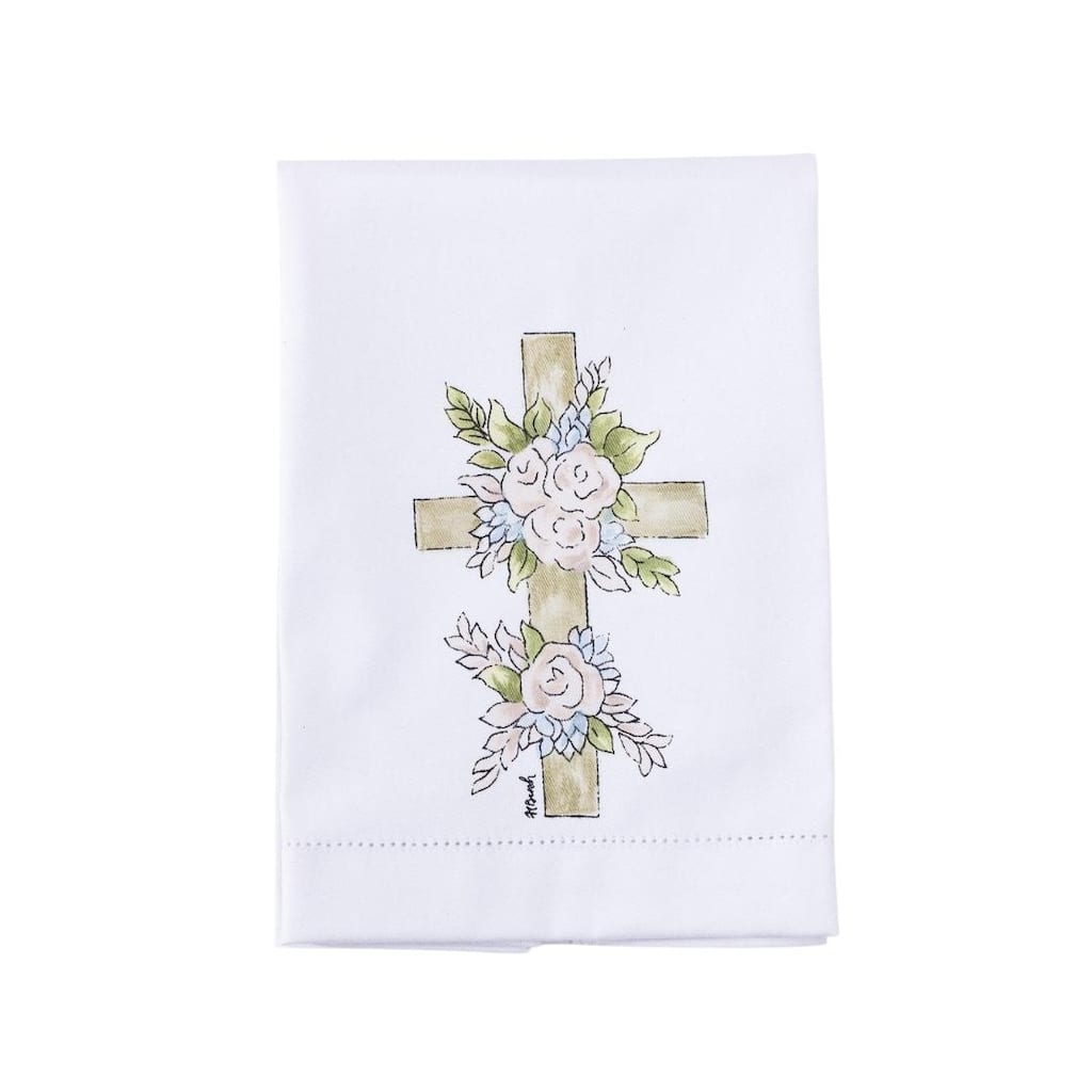 Transpac Cotton Hemstitched Cross Hand Towel Home Decorations Easter