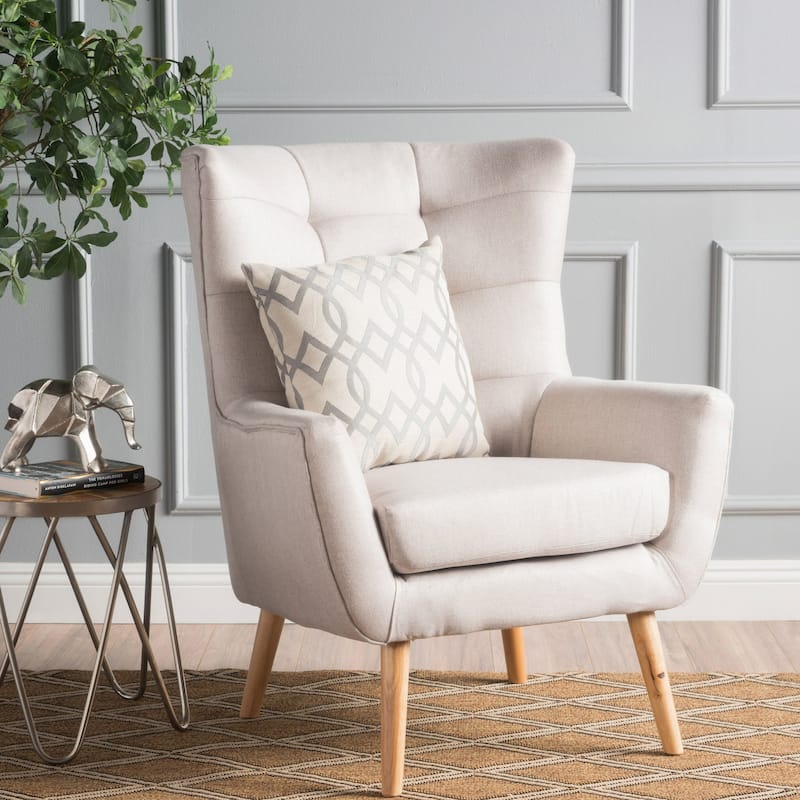 Tamsin Mid-Century Fabric Club Chair by Christopher Knight Home - Wheat
