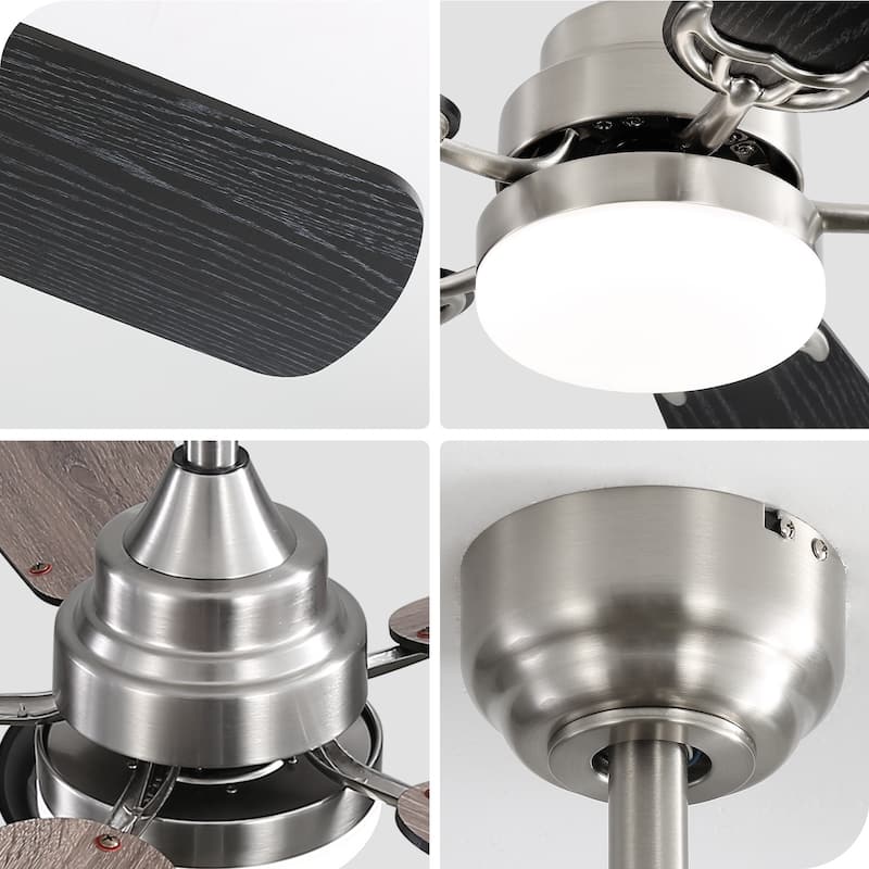 48" and 52" Integrated LED Ceiling Fan with Light and Remote, Reversible DC Motor