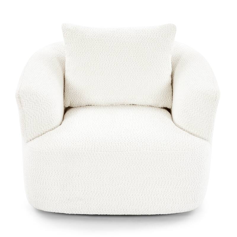 Swivel Chair with Throw Pillow & Spring Seat