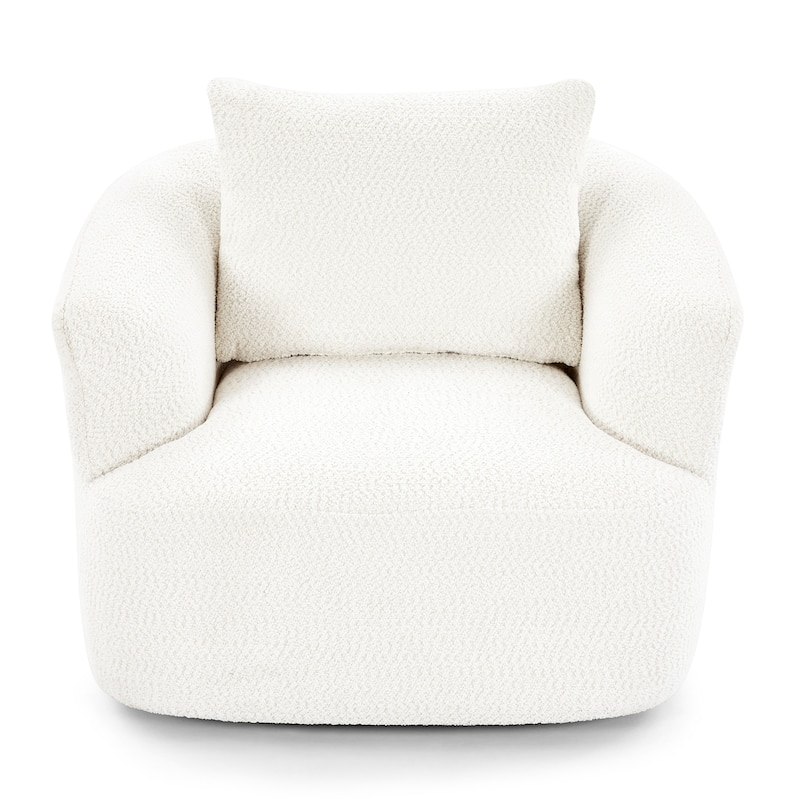 Upholstered Swivel Sofa Chair, Barrel Accent Chair for Office with Throw Pillow, Living Room Sofa Chair with Swivel Base