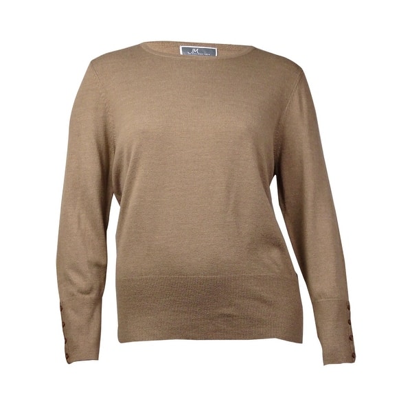 JM Collection Women/'s Button-Sleeve Ribbed Sweater Bright Sapphire Size Small