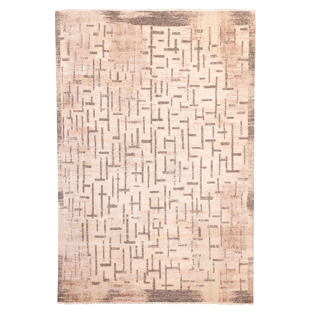 ECARPETGALLERY Hand-knotted Legacy Tan Silk, Wool Rug - 9'11 x 14'0