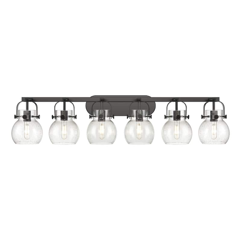Innovations Lighting 423-6W-10-46 Pilaster II Sphere Vanity Pilaster - Matte Black / Seedy