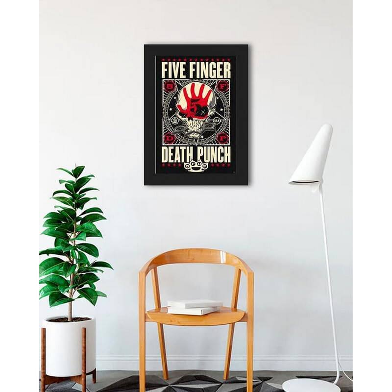 Five Finger Death Punch Red Hand Skull Framed Poster - 24 x 36 Inch