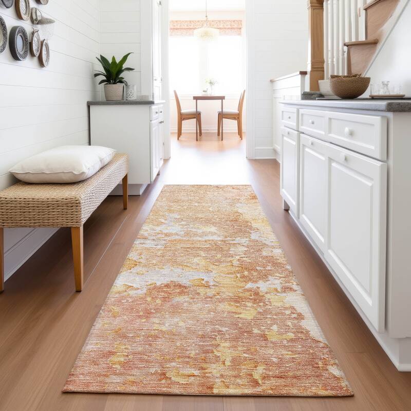 Premium Washable Super Soft Abstract Watercolor Mayfield Rug - Salmon - 2'3" x 7'6"