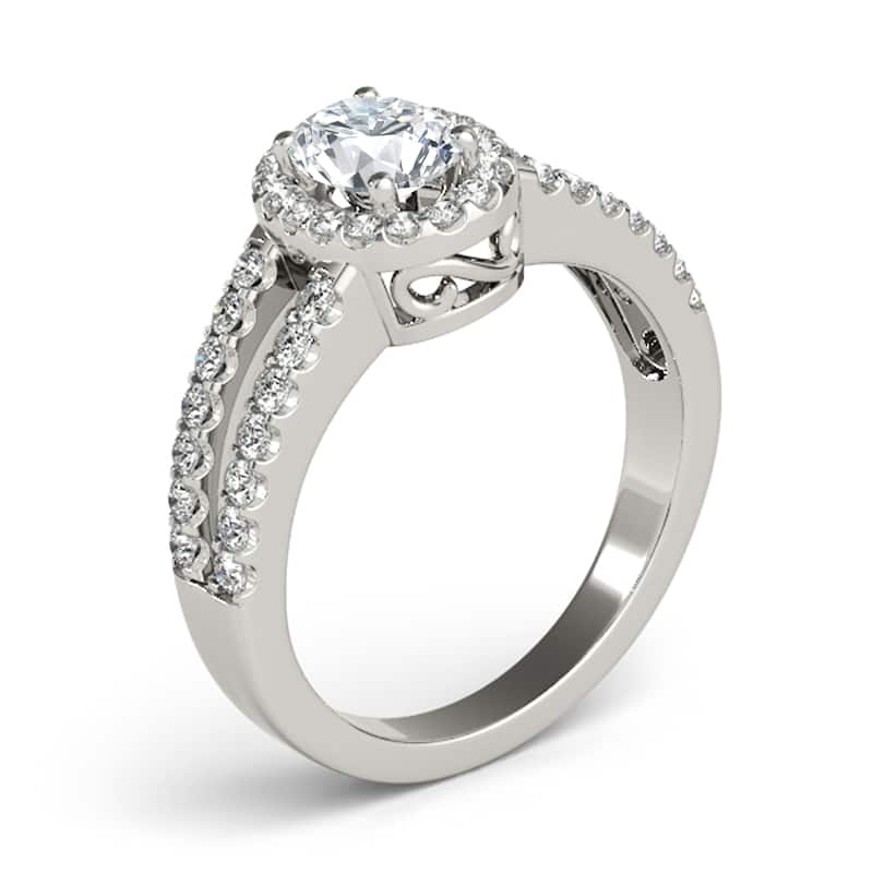 Auriya 14k White Gold Lab Grown Oval Diamond Halo Engagement Ring 0.50 to 5.00 ct. tw. (F-G VS)