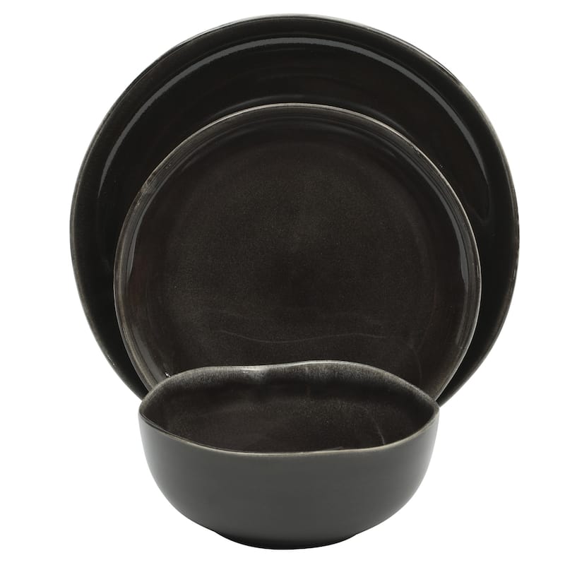 Gibson Soho Lounge Nardini 12 Piece (Service for 4) Plates and Bowls Reactive Glaze Dishes Stoneware Dinnerware Set