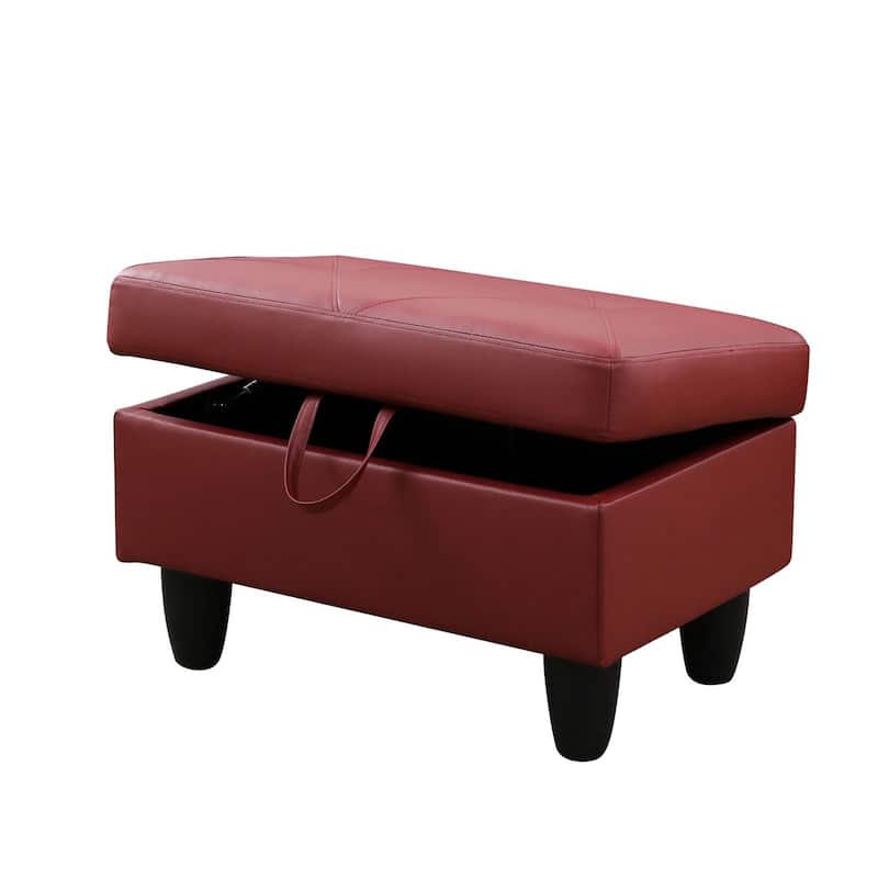 Statement Red PU Storage Ottoman Footstool
