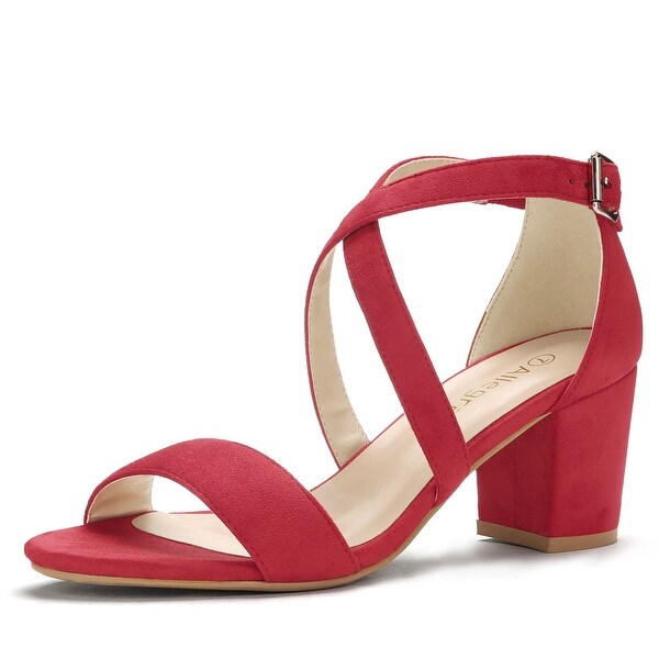 red open toe block heels