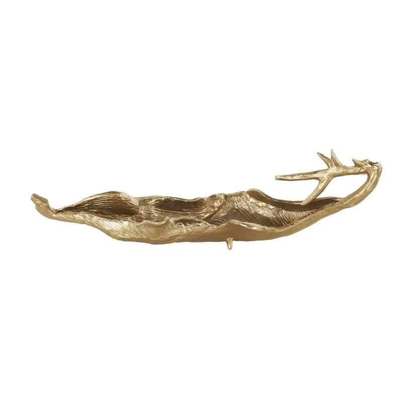 Aluminum Metal Leaf Textured Folded Leaf Decorative Bowl - Gold - Roche River Decor