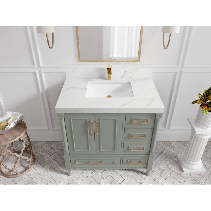 Willow Collections 36 in. W x 22 in. D Aberdeen Center Sink Left Bathroom Vanity with Countertop