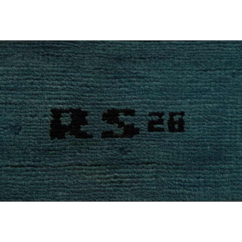 Modern Gabbeh Oriental Foyer Rug Hand-Knotted Blue Wool Carpet - 3'3" x 6'5"