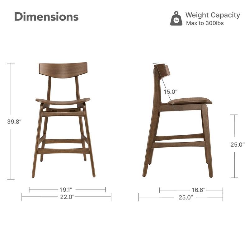 Spruce & Spring Modern Farmhouse Bar Stool with Bentwood Back and Saddle Seat