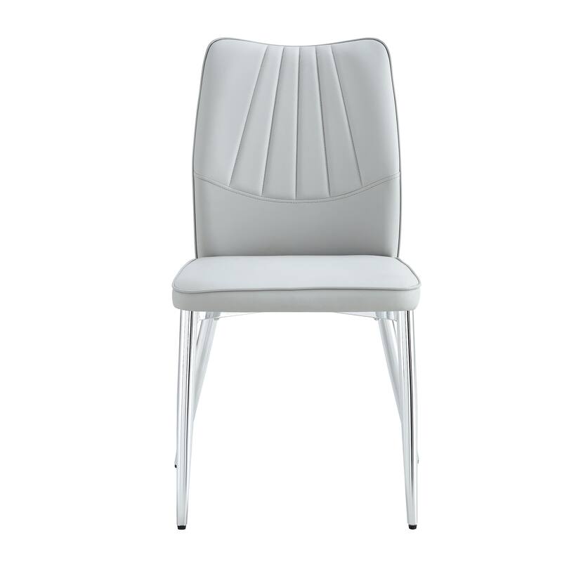 Set of 4 Medieval Modern PU Dining Chair,with soft cushion and metal legs(silver/golden)