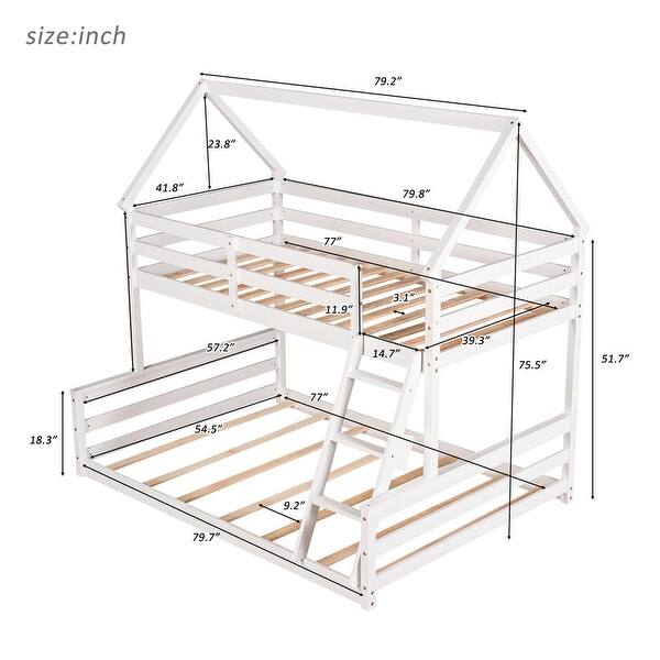 Separate Bunk Bed,Two Separate Beds,Twin over Full House Bunk Bed with Built-in Ladder