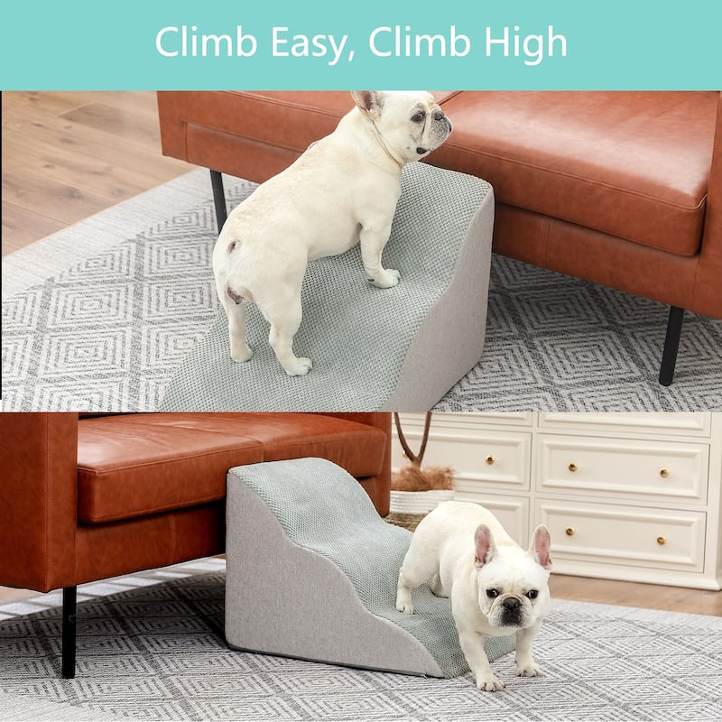 Adeco 3-Tier Dog Stairs Soft Dog Ramp with Removable Cover