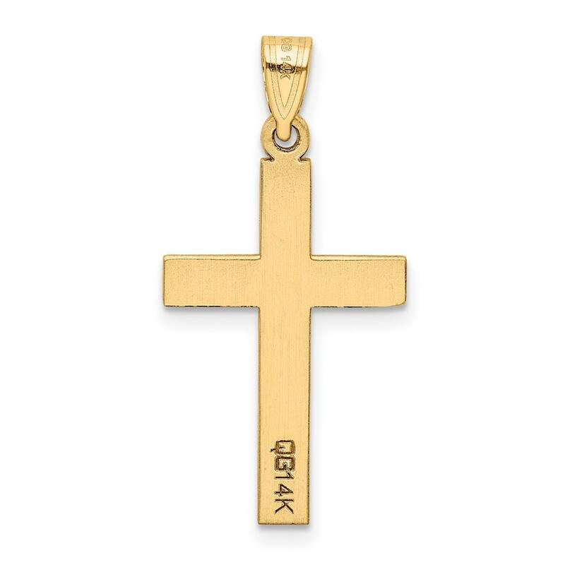 Curata 14k Yellow Gold 18" Flat Solid Engravable Polished Cross Necklace- 21x14mm